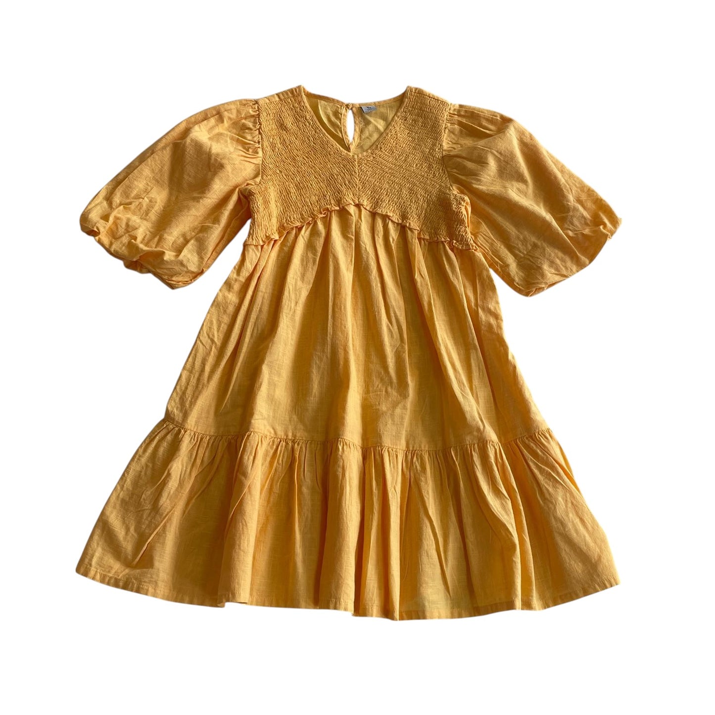 Tu dress 7-8 years orange short puff sleeve cotton