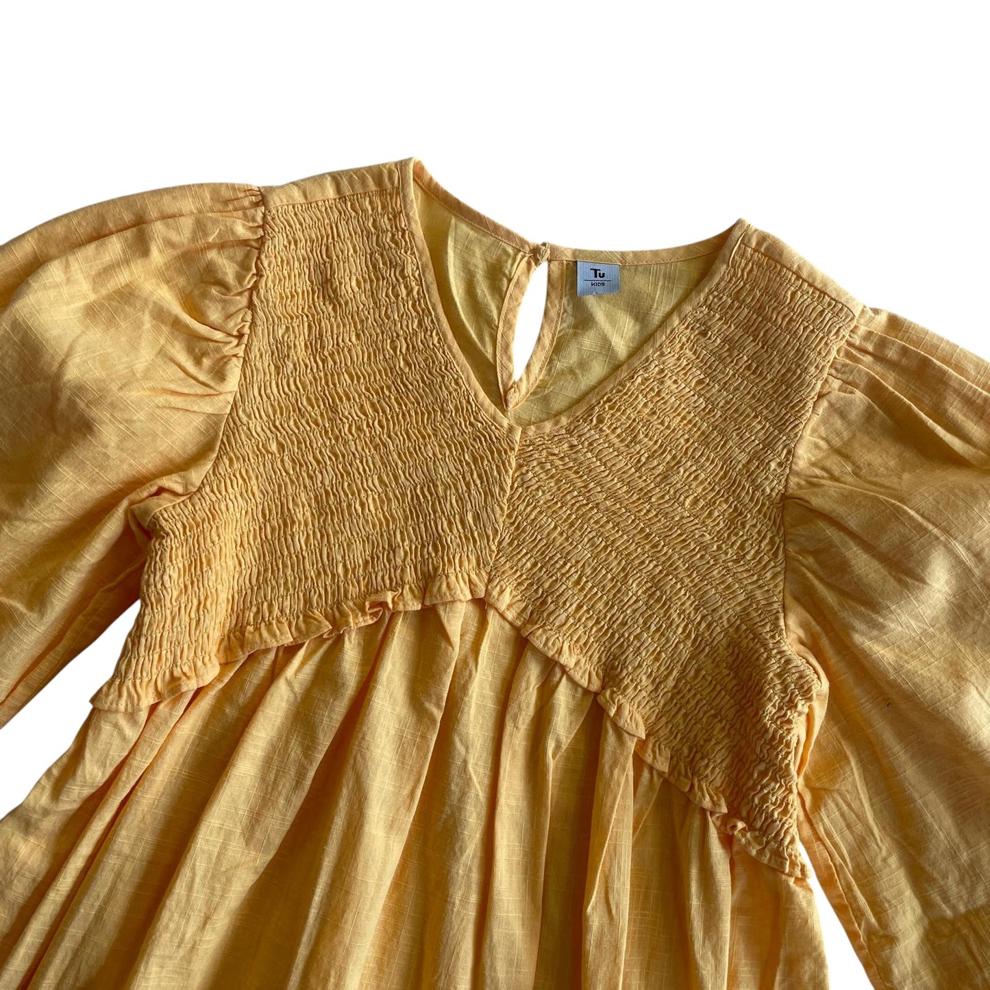 Tu dress 7-8 years orange short puff sleeve cotton