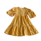 Tu dress 7-8 years orange short puff sleeve cotton