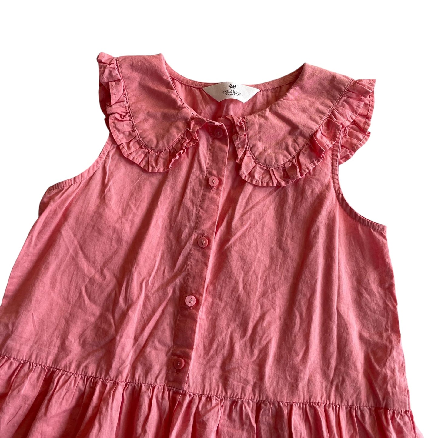 H&M dress 8-9 years pink sleeveless pilgrim collar cotton