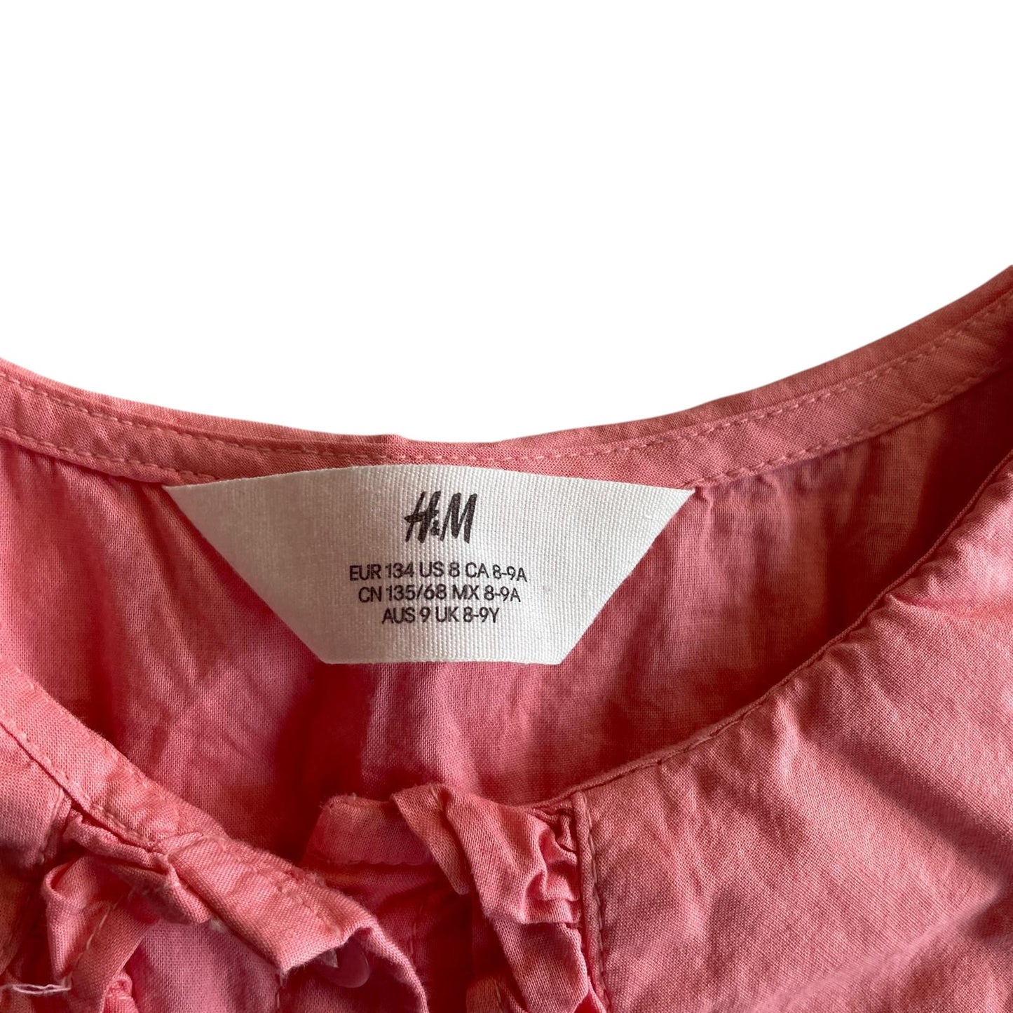 H&M dress 8-9 years pink sleeveless pilgrim collar cotton