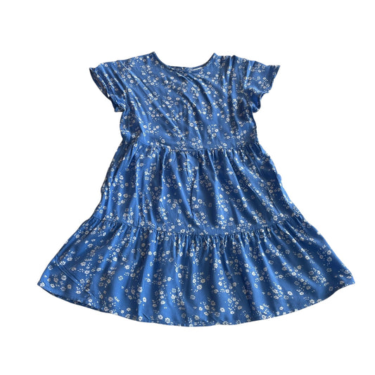 Primark dress 8-9 years blue floral tiered A-line