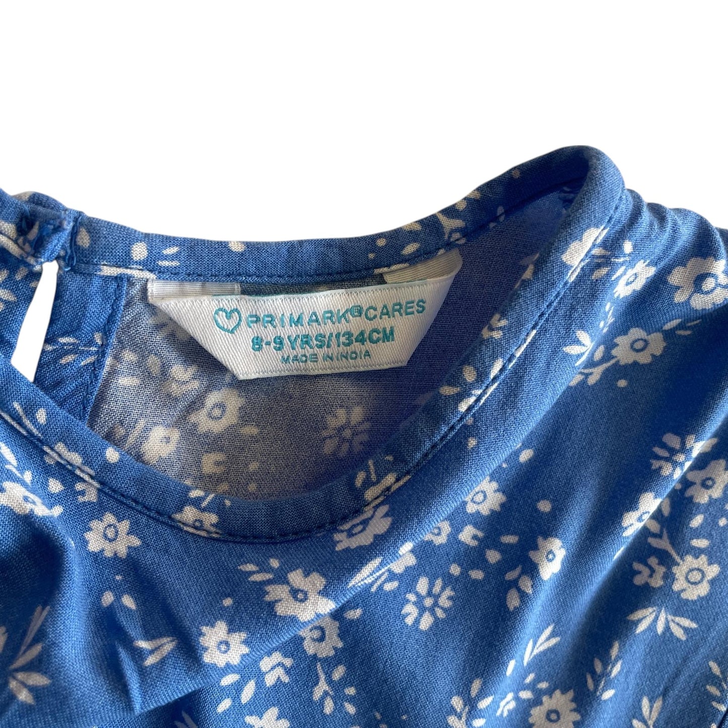 Primark dress 8-9 years blue floral tiered A-line