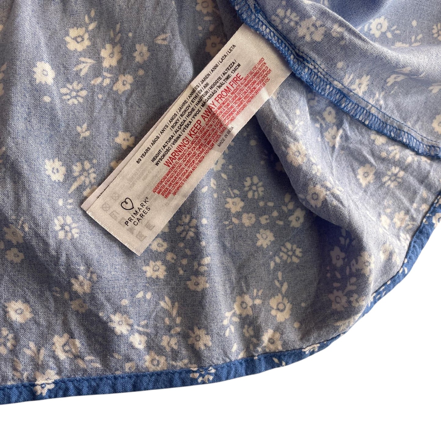 Primark dress 8-9 years blue floral tiered A-line