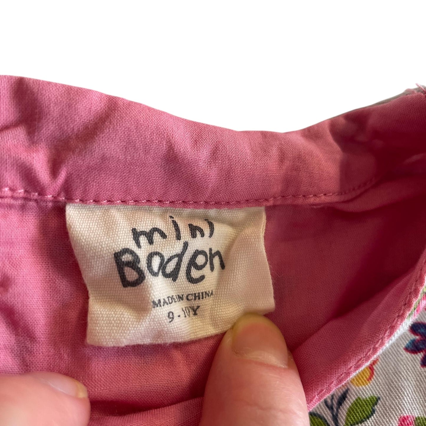 Boden dress 9-10 years light blue floral A-line empire waist viscose and cotton
