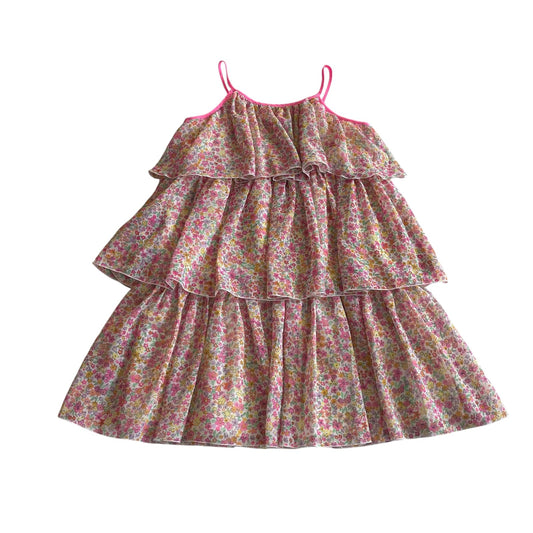 H&M dress 8-9 years pink floral sleeveless layered
