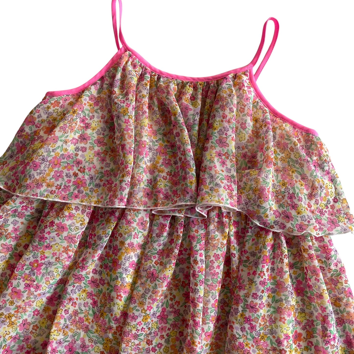 H&M dress 8-9 years pink floral sleeveless layered