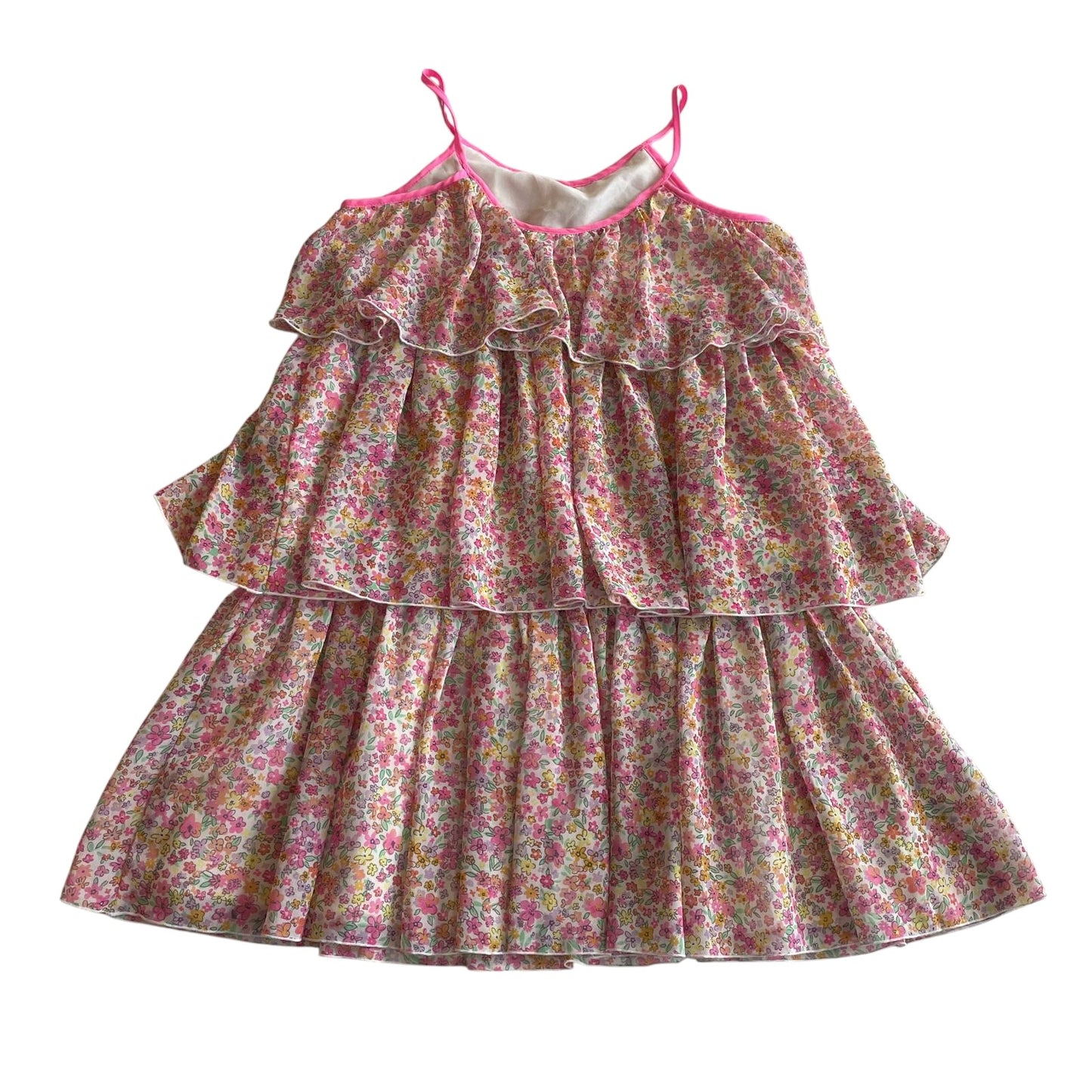 H&M dress 8-9 years pink floral sleeveless layered