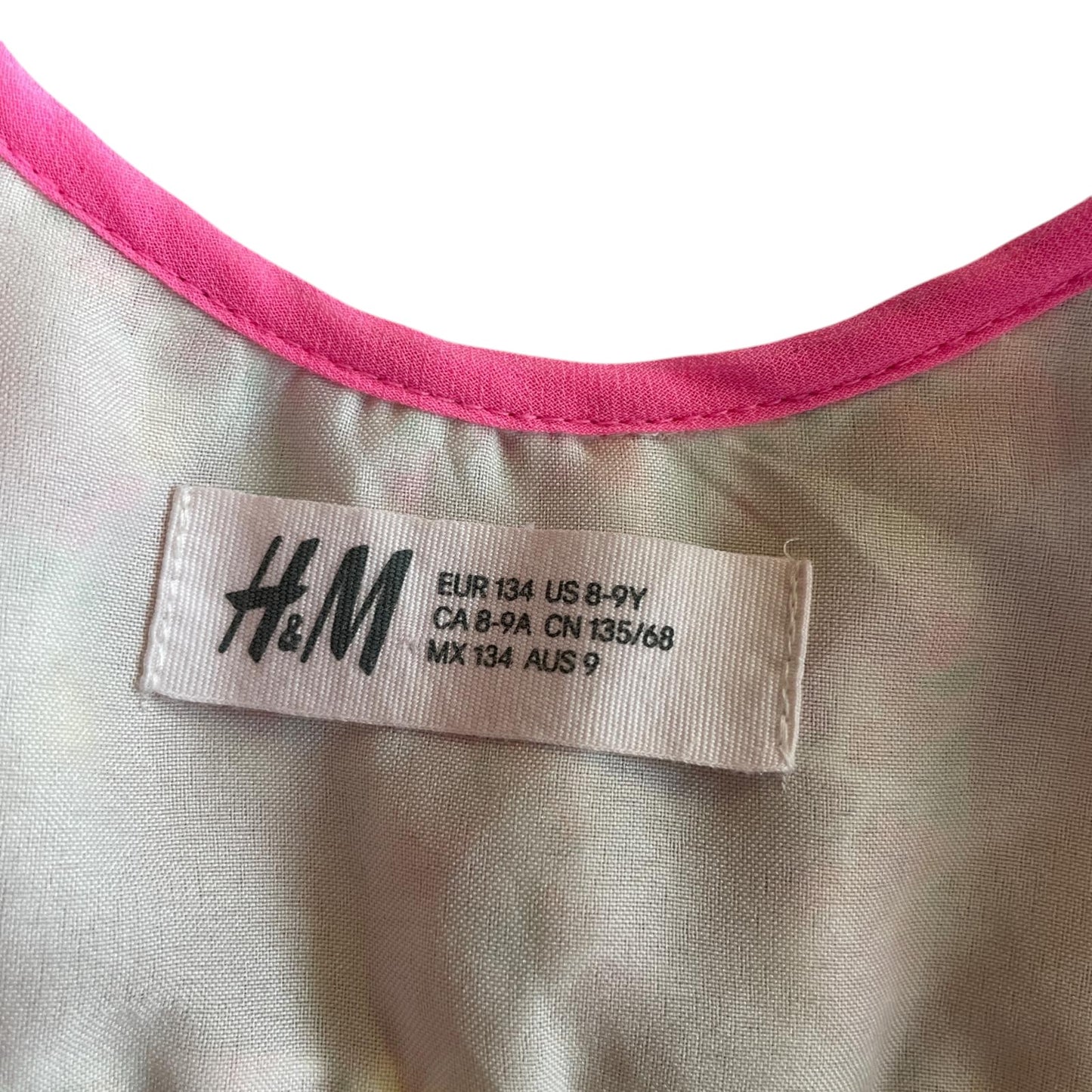 H&M dress 8-9 years pink floral sleeveless layered