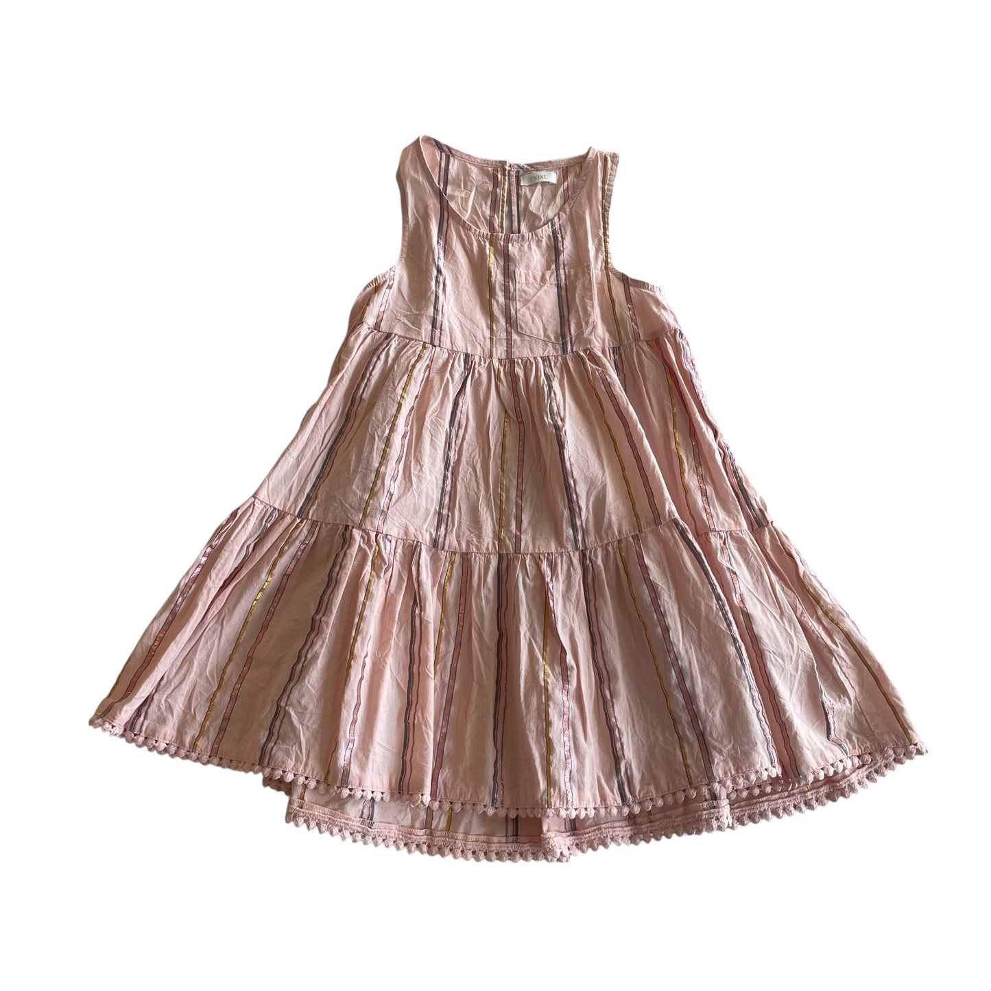 Next dress 4-5 years pink tiered with glittery stripes