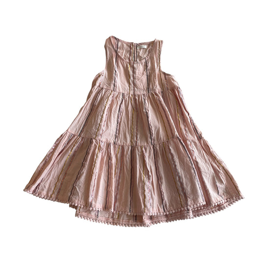 Next dress 4-5 years pink tiered with glittery stripes