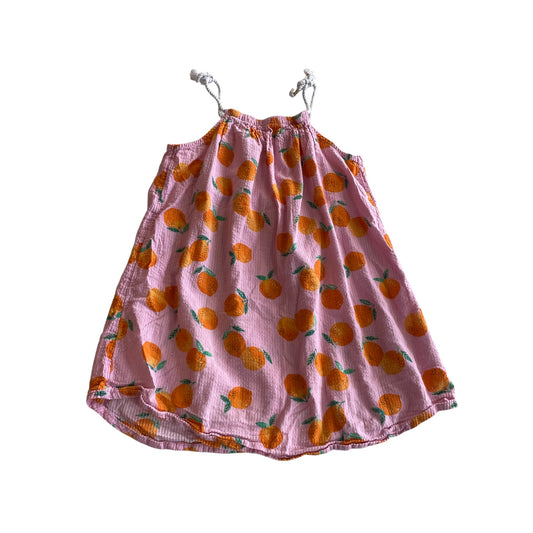 H&M dress 5-6 years pink and orange summery fruits cotton