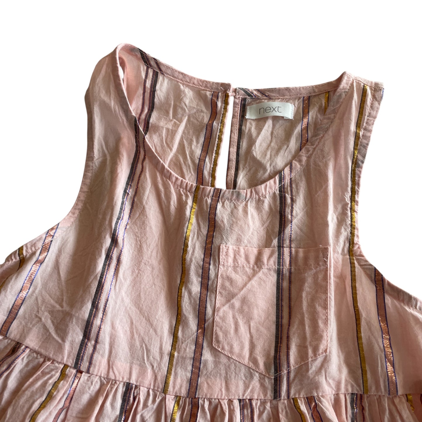 Next dress 4-5 years pink tiered with glittery stripes