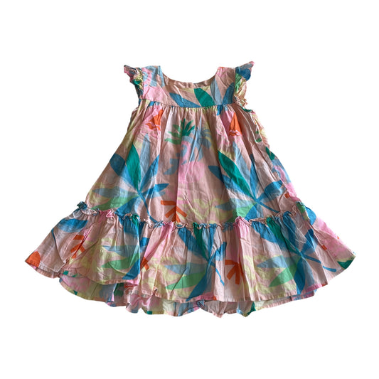 M&S dress 5-6 years pink and multicolour floral cotton