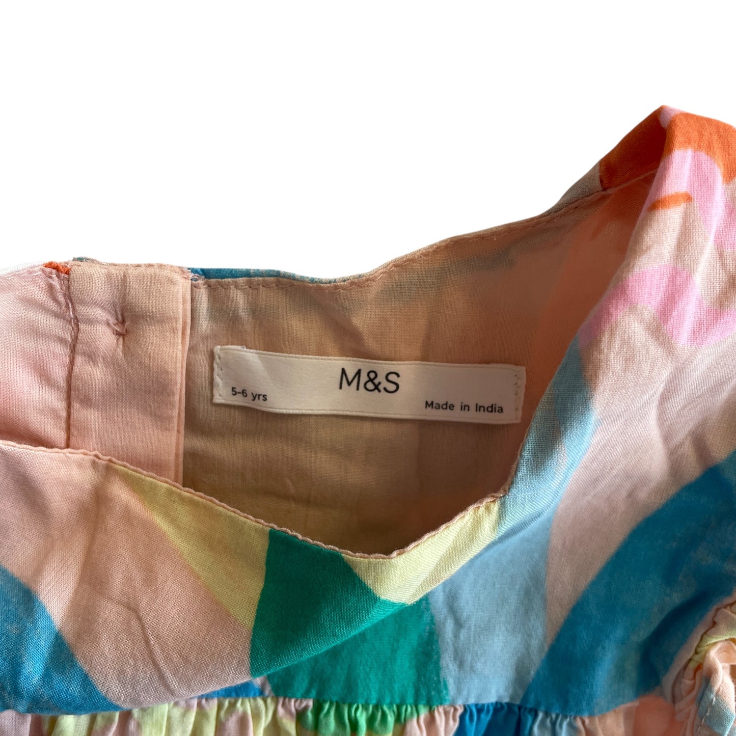 M&S dress 5-6 years pink and multicolour floral cotton