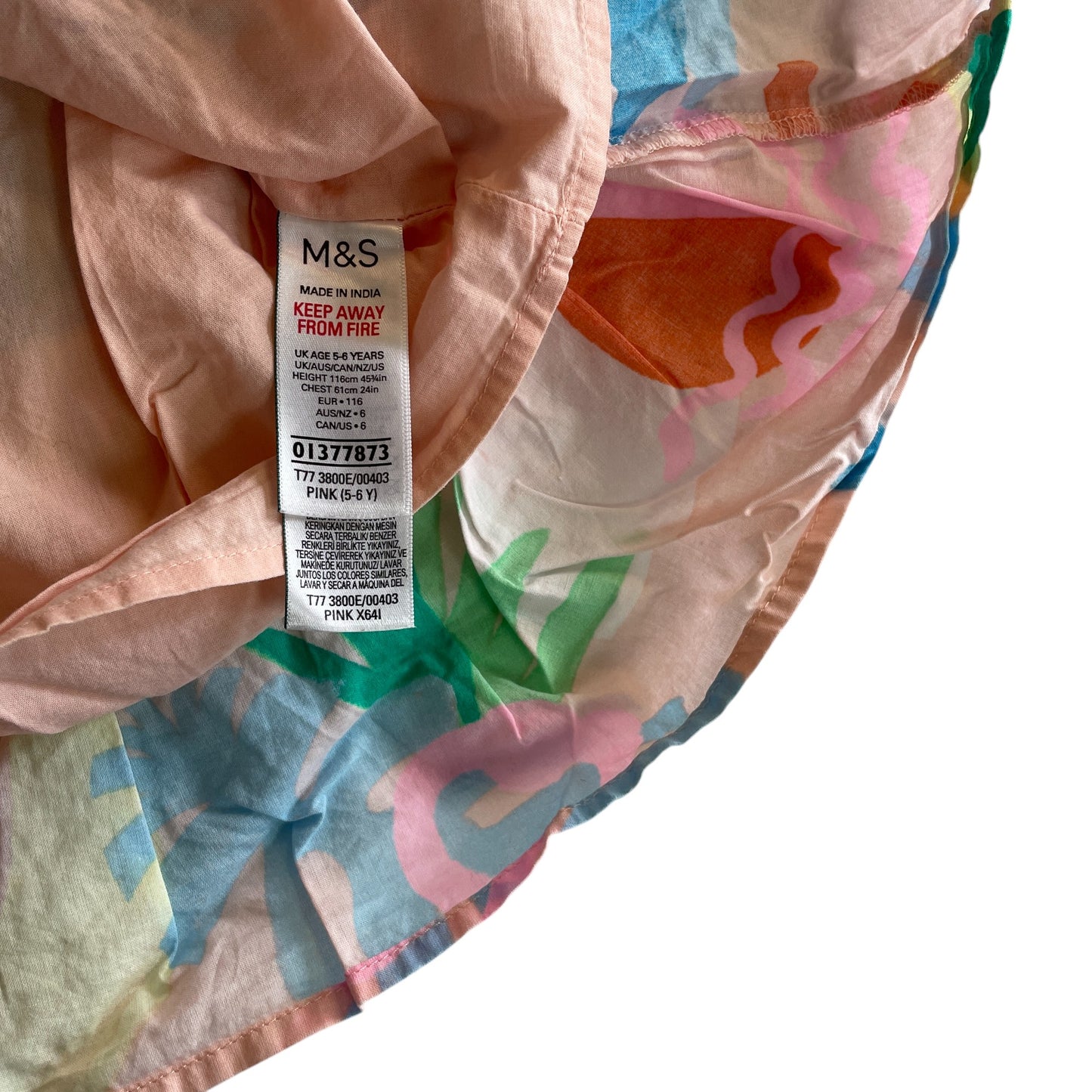 M&S dress 5-6 years pink and multicolour floral cotton