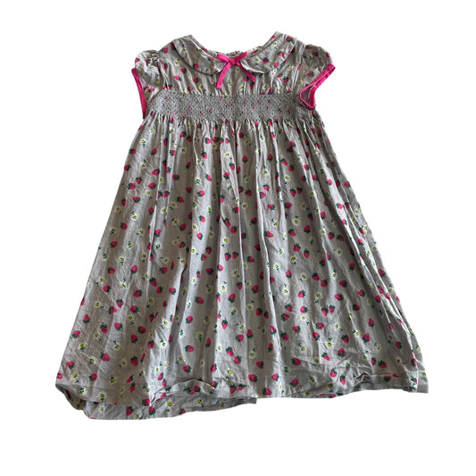 Boden dress 6-7 years light blue and pink strawberries and daisies cotton