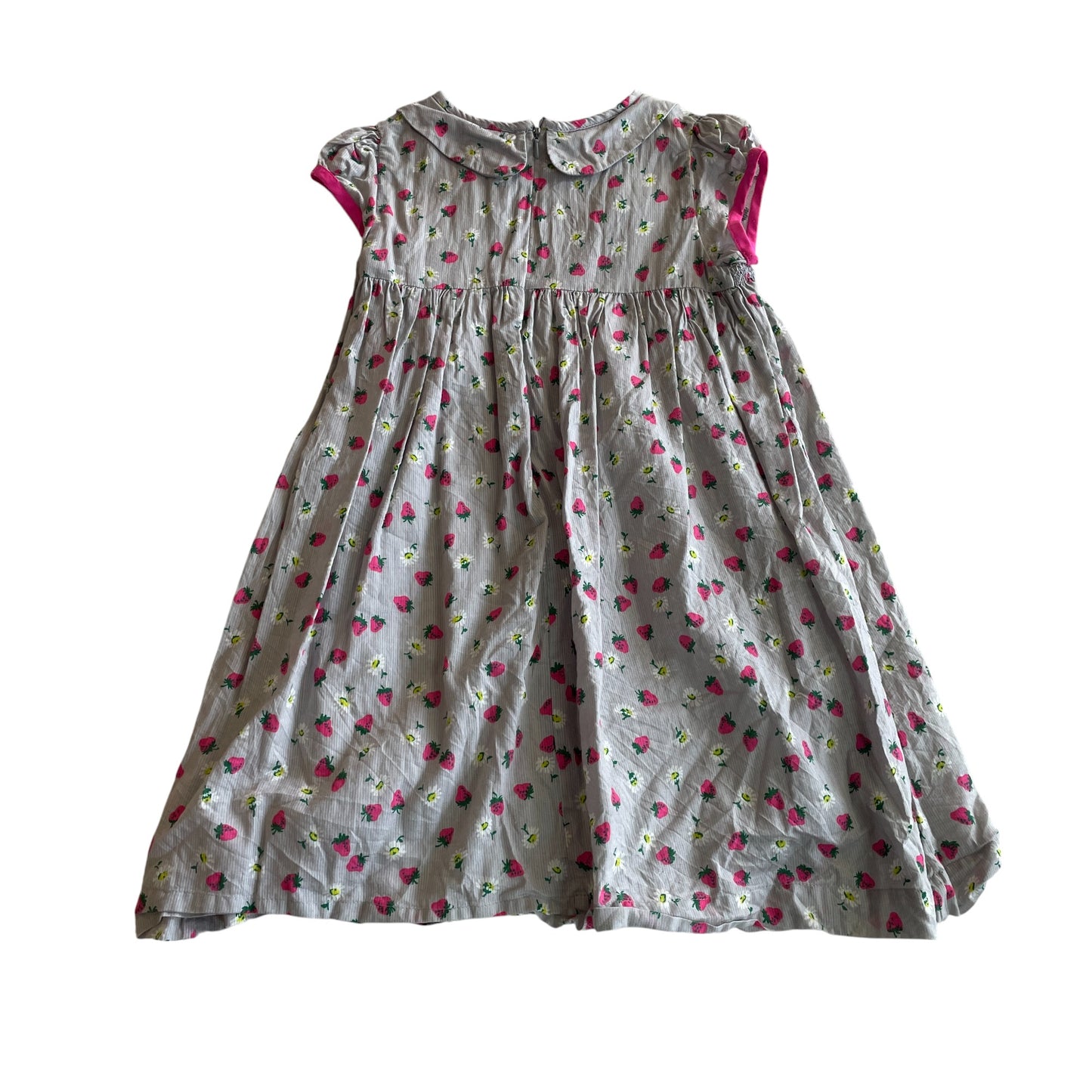 Boden dress 6-7 years light blue and pink strawberries and daisies cotton