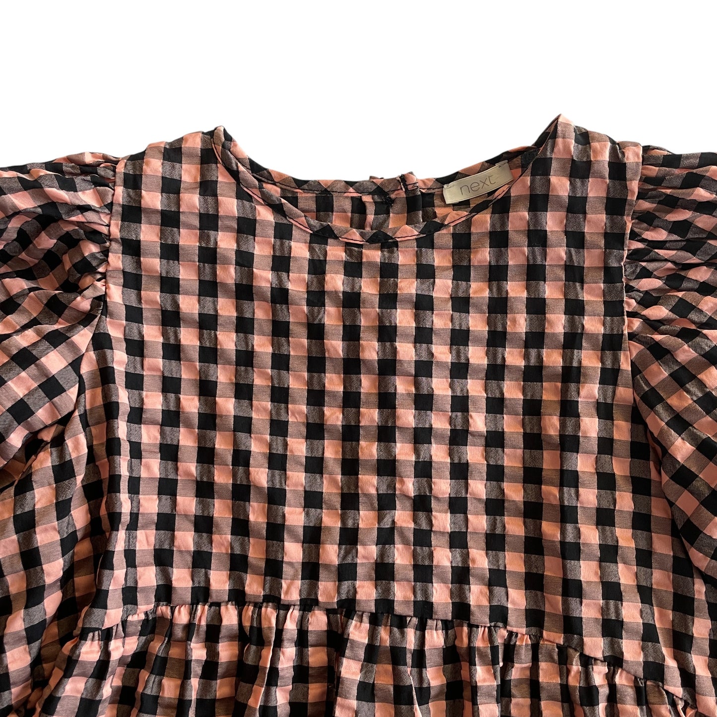 Next dress 6-7 years orange and black check pattern