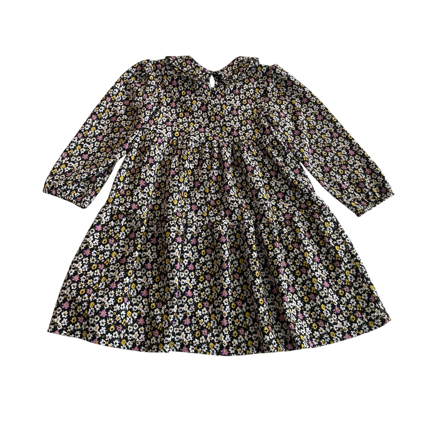 Primark dress 6-7 years black and multicolour floral long sleeve
