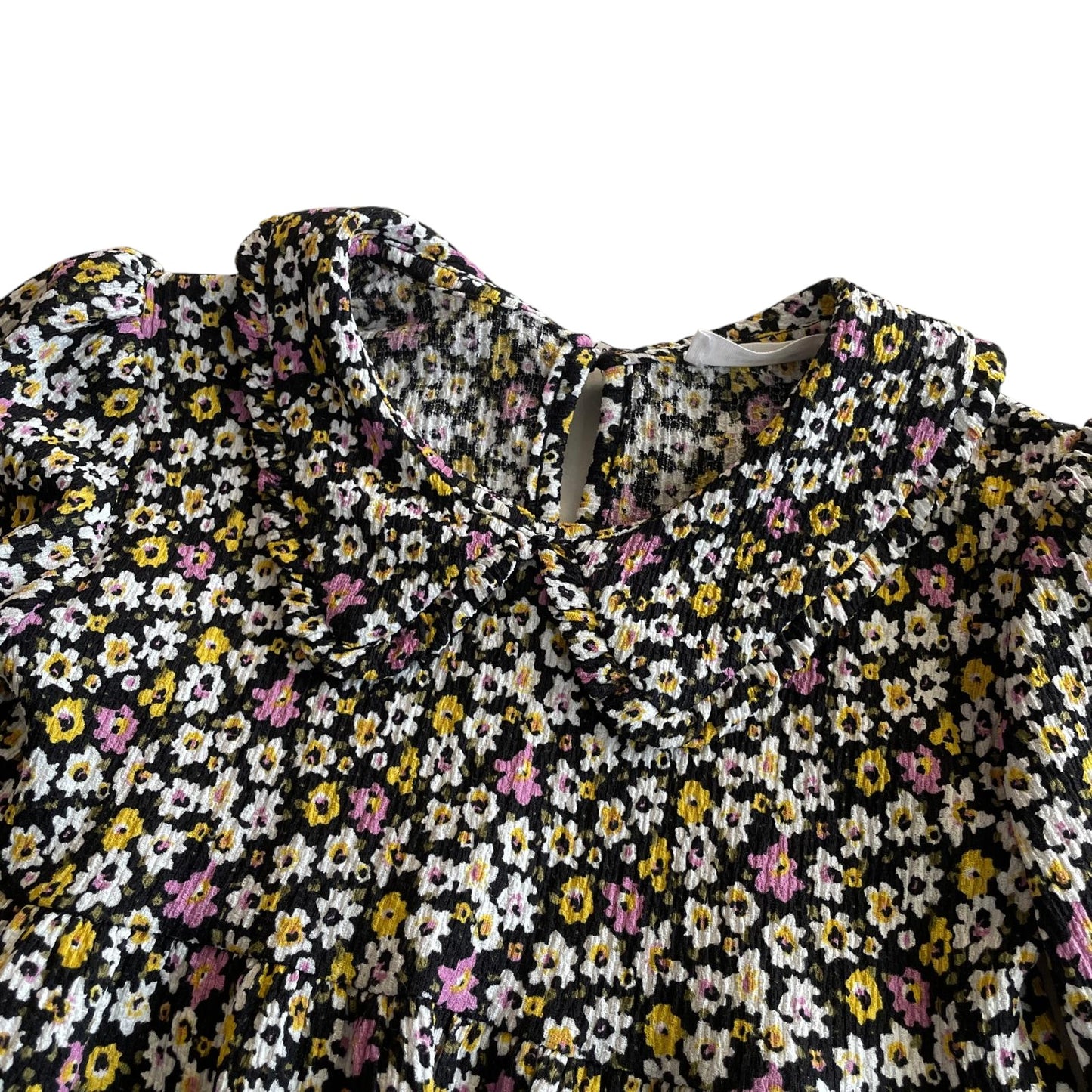 Primark dress 6-7 years black and multicolour floral long sleeve