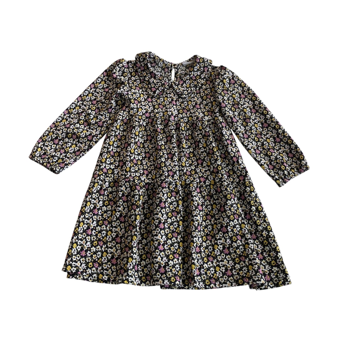 Primark dress 6-7 years black and multicolour floral long sleeve