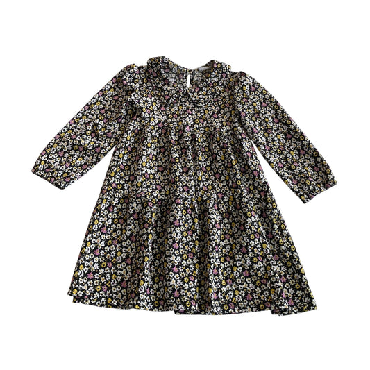 Primark dress 6-7 years black and multicolour floral long sleeve