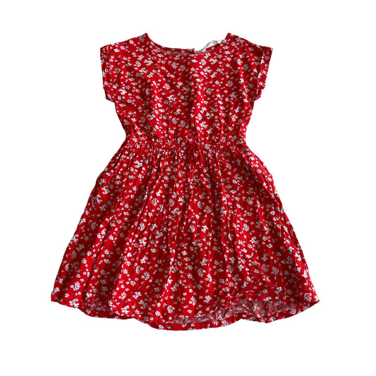 H&M dress 6-7 years red floral summer short sleeve