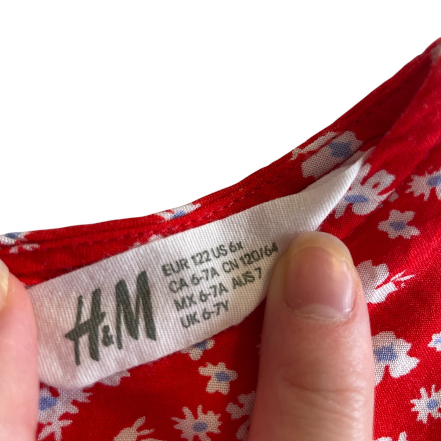 H&M dress 6-7 years red floral summer short sleeve