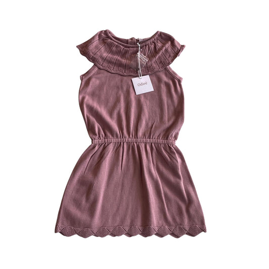 Odiee dress 6-7 years vintage pink knitted sleeveless cape collar cotton