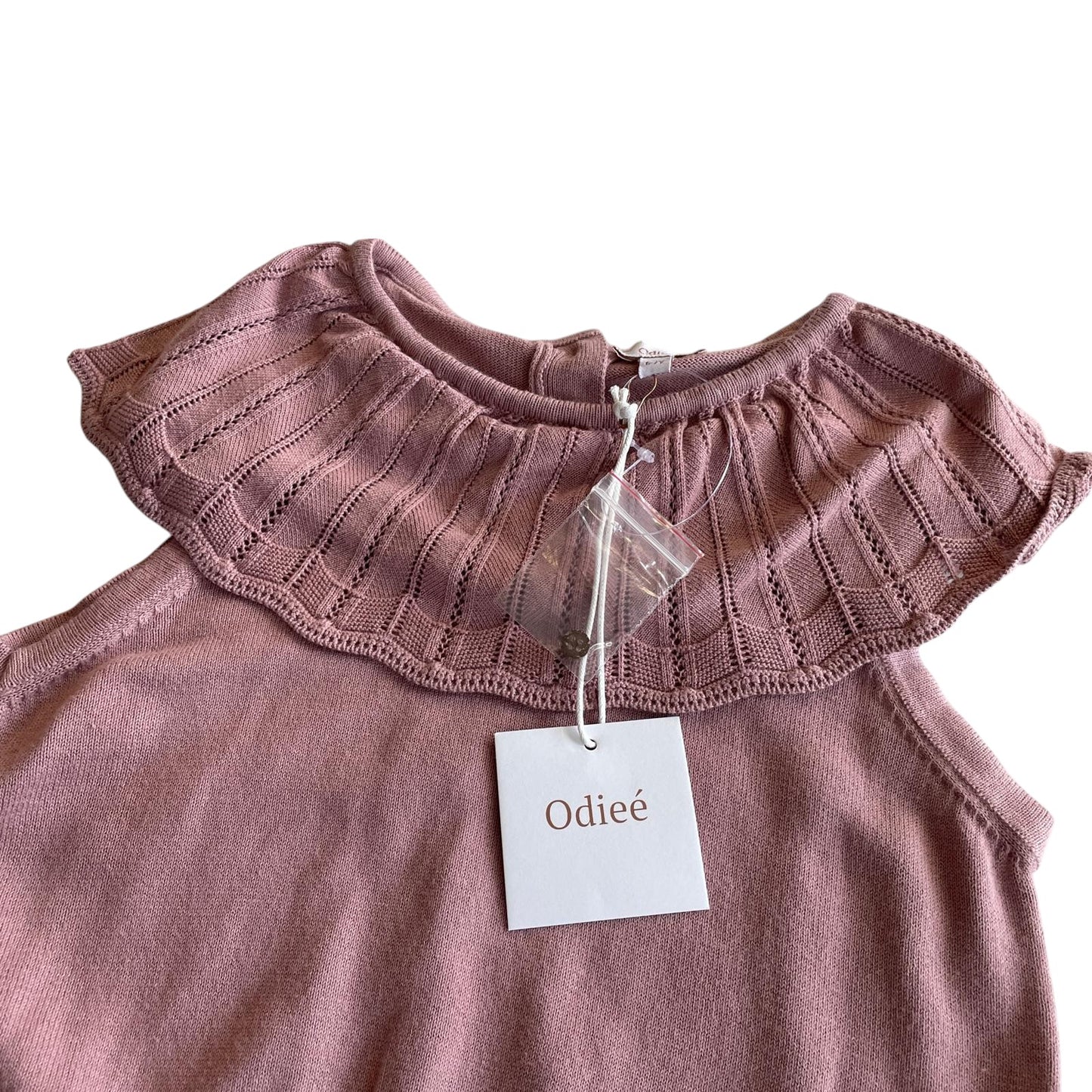 Odiee dress 6-7 years vintage pink knitted sleeveless cape collar cotton
