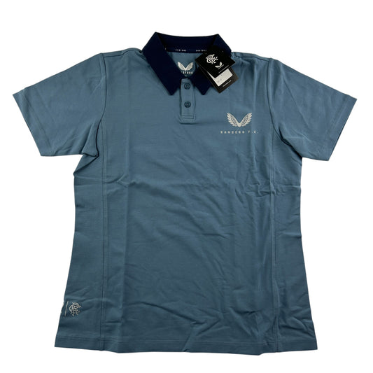 Castore Rangers FC Womens Travel Polo Shirt Grey Blue