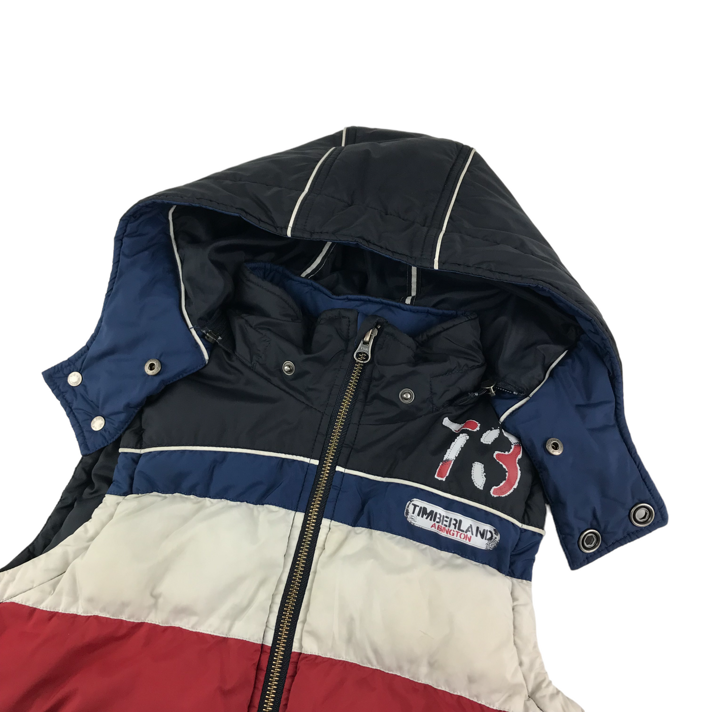 Timberland Gilet Age 9-10 Blue Red White Puffer Hooded