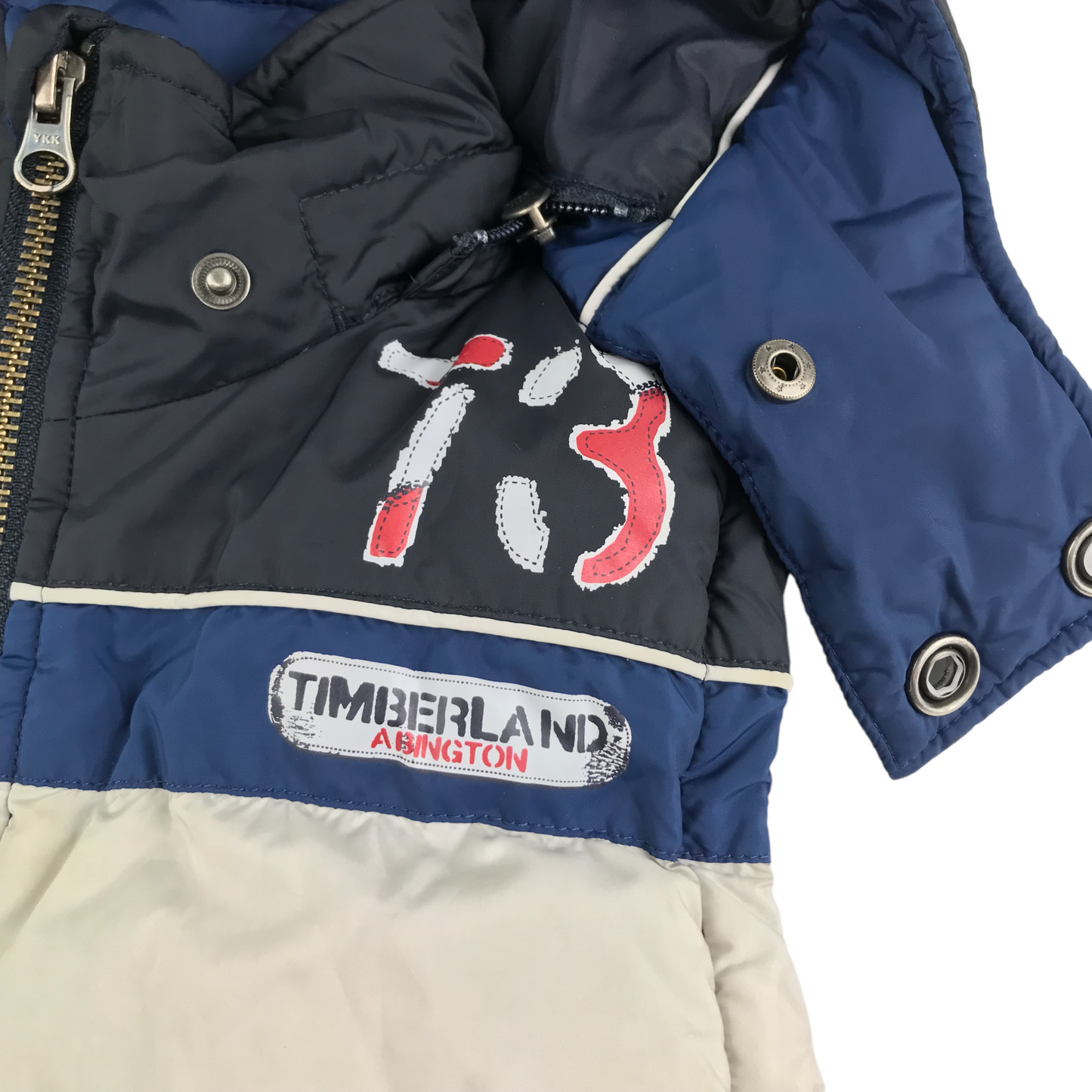 Timberland Gilet Age 9-10 Blue Red White Puffer Hooded