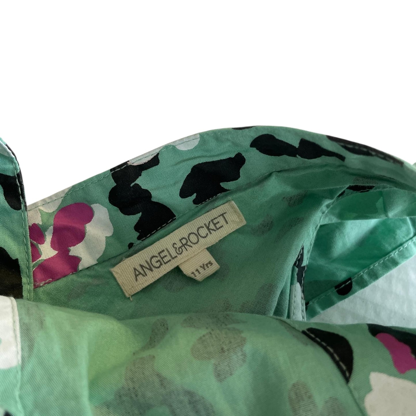 Angel & Rocket dress 10-11 years green floral pattern cotton
