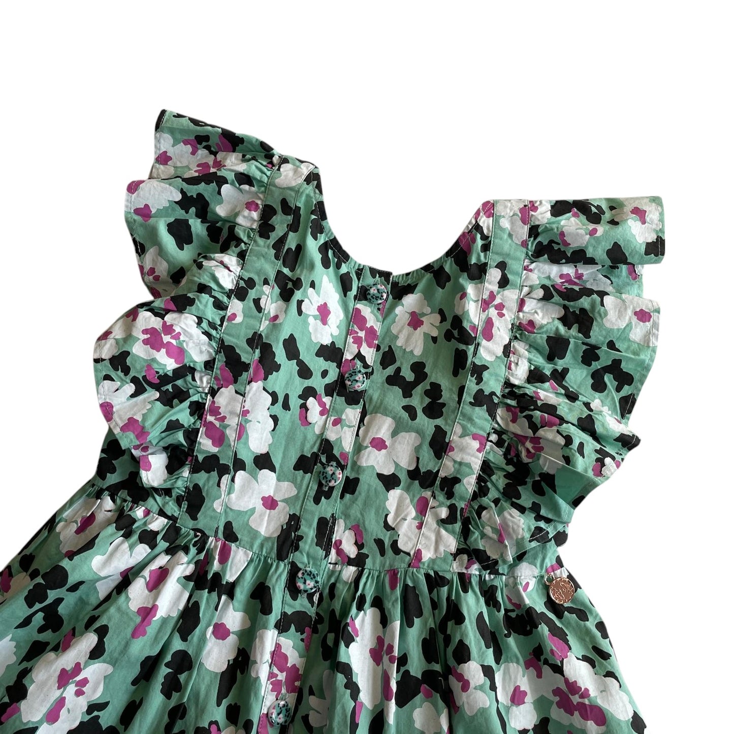 Angel & Rocket dress 10-11 years green floral pattern cotton