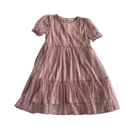 Next dress 8-9 years vintage pink mesh layered tiered A-line