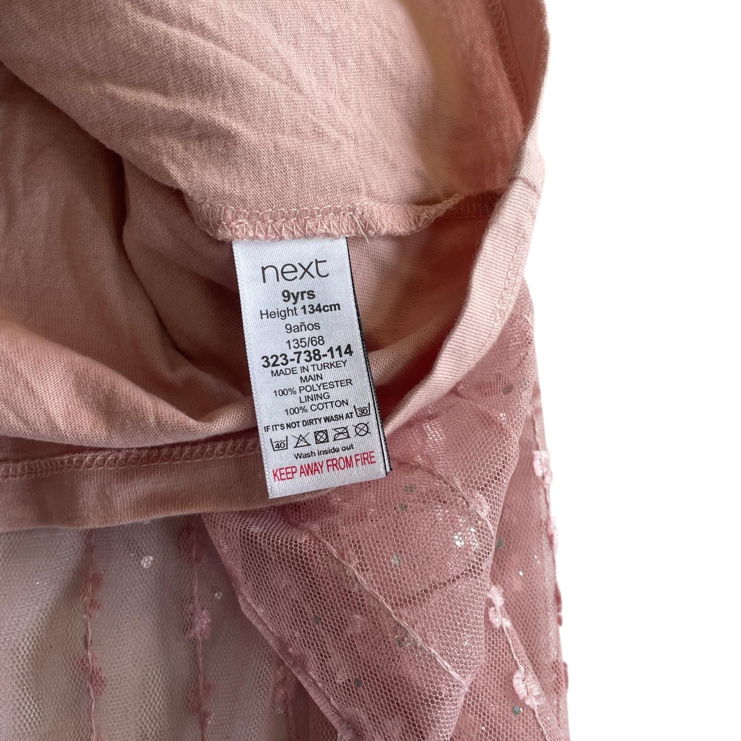 Next dress 8-9 years vintage pink mesh layered tiered A-line