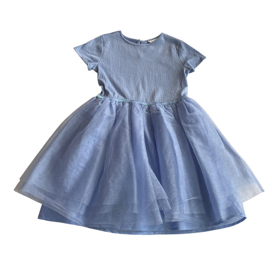 H&M dress 9-10 years light blue tulle layered short sleeve