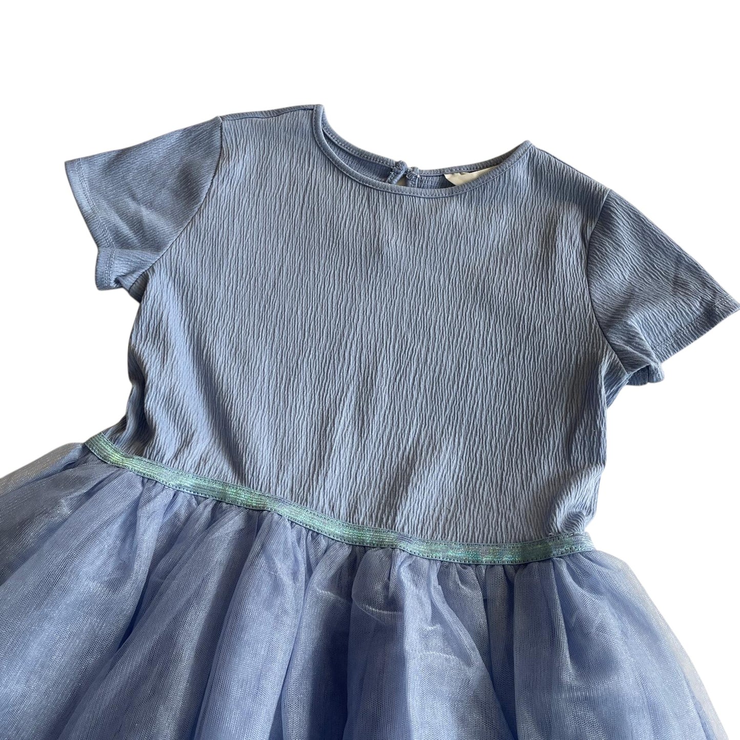 H&M dress 9-10 years light blue tulle layered short sleeve