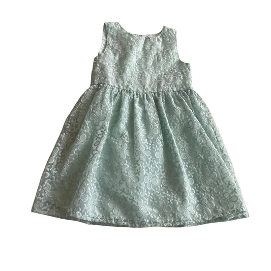 Primark dress 6-7 years mint green mesh layered floral embroidery