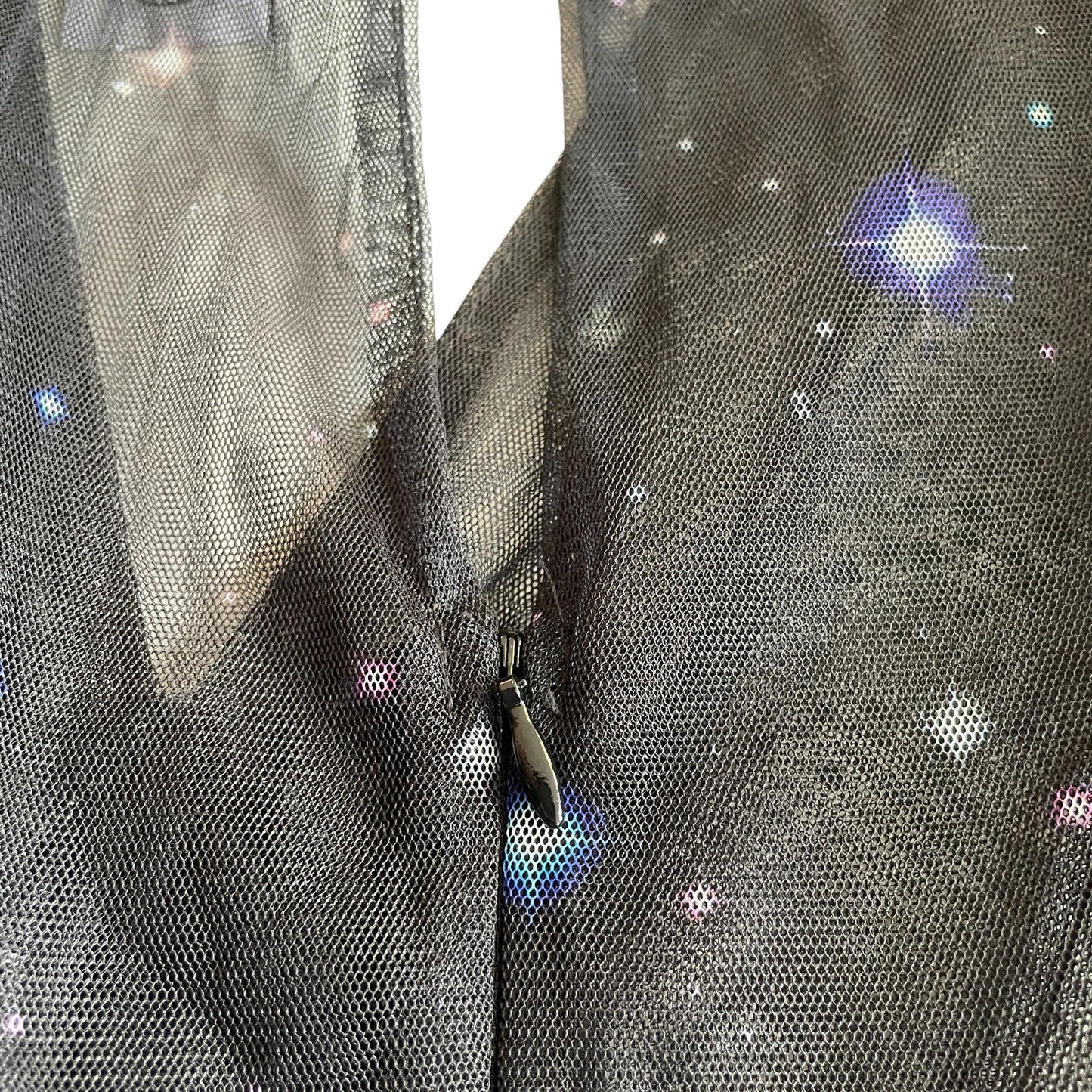 New Look dress women's size 6 black celestial mesh with sequins