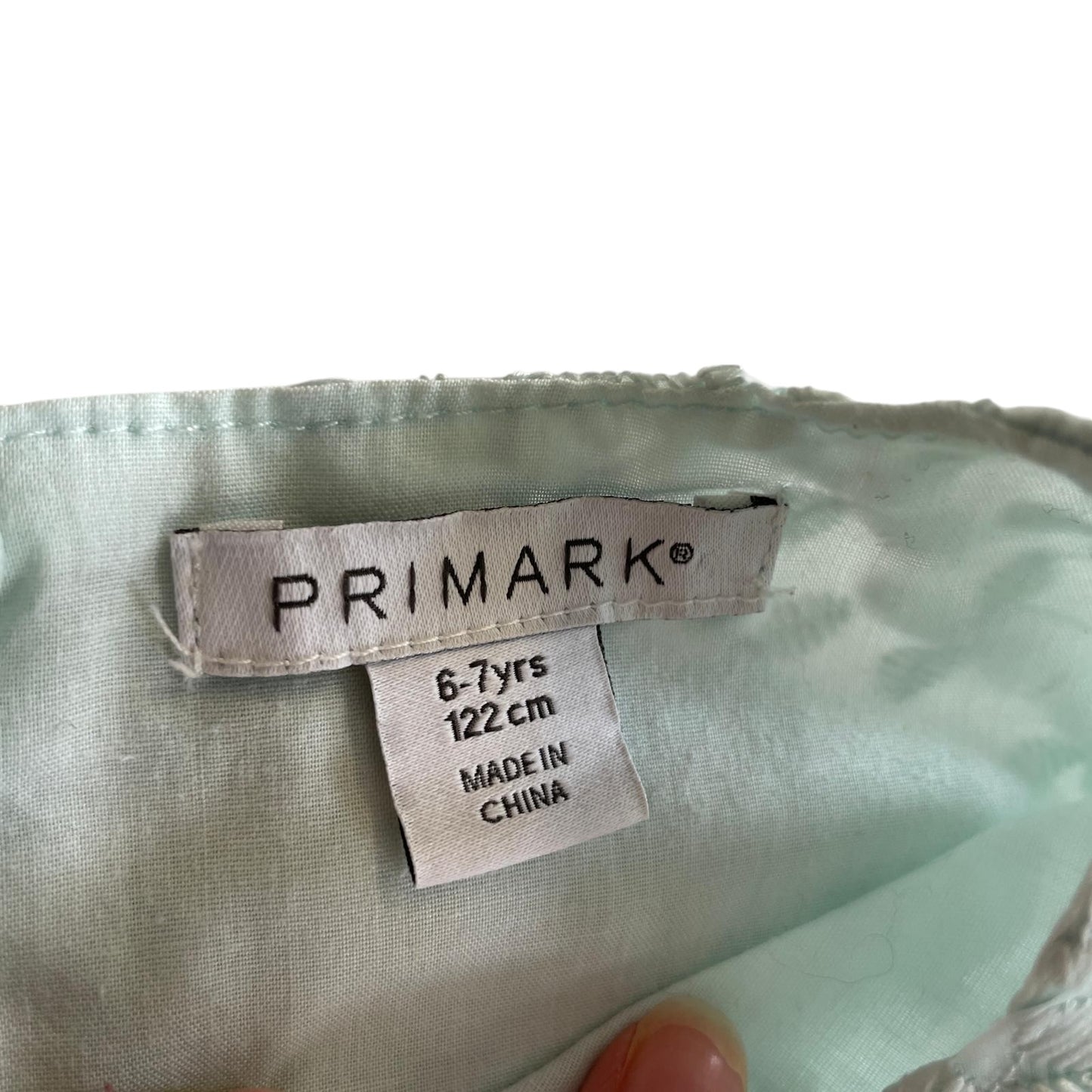 Primark dress 6-7 years mint green mesh layered floral embroidery