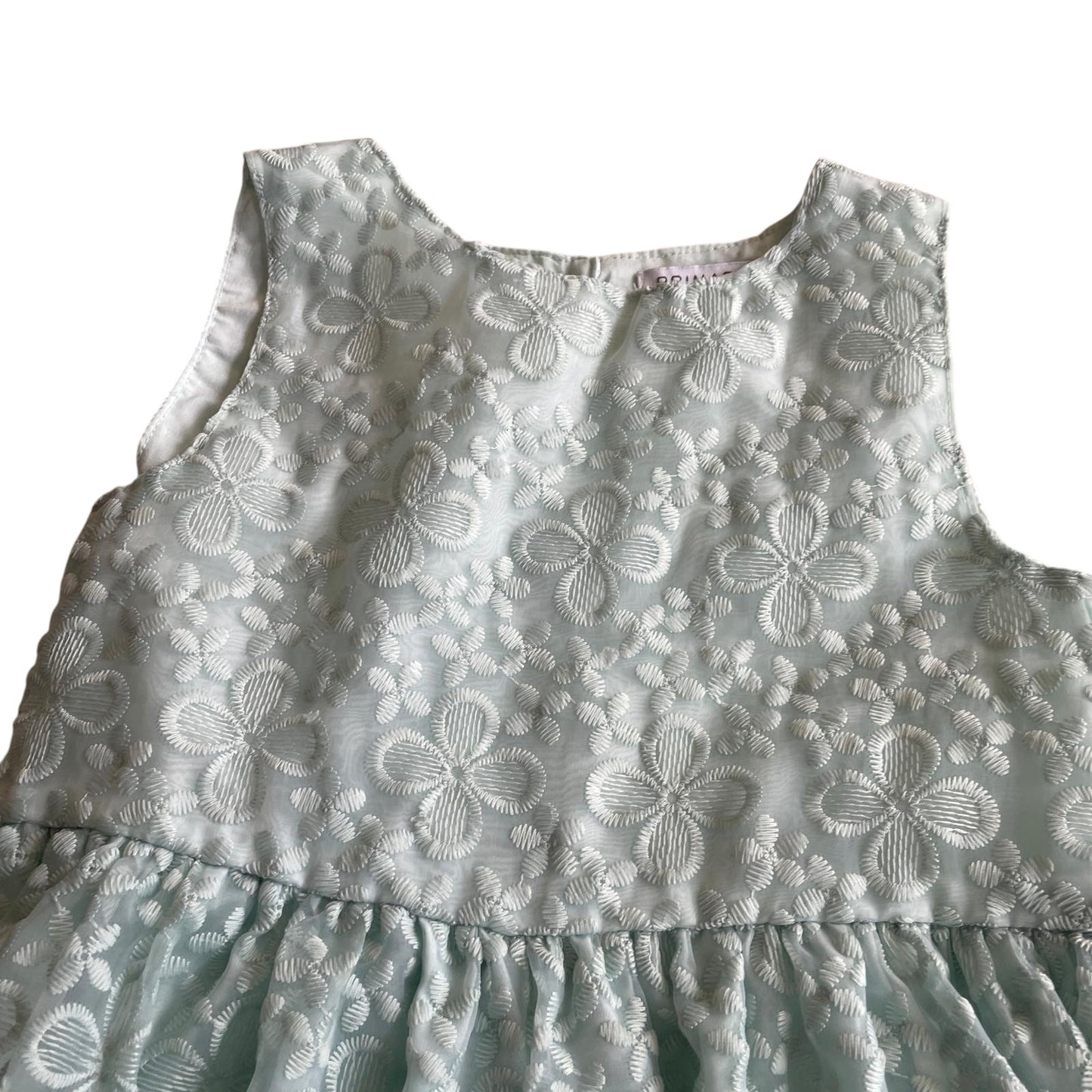 Primark dress 6-7 years mint green mesh layered floral embroidery