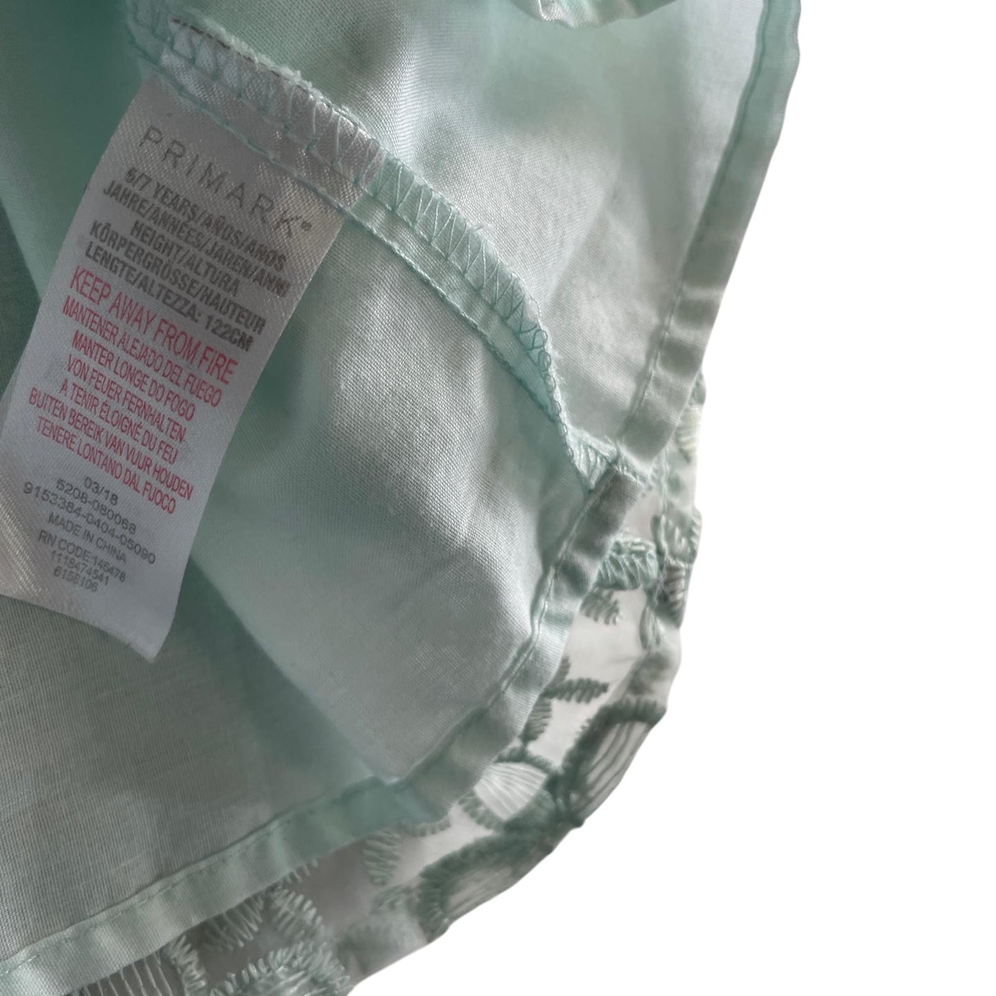 Primark dress 6-7 years mint green mesh layered floral embroidery