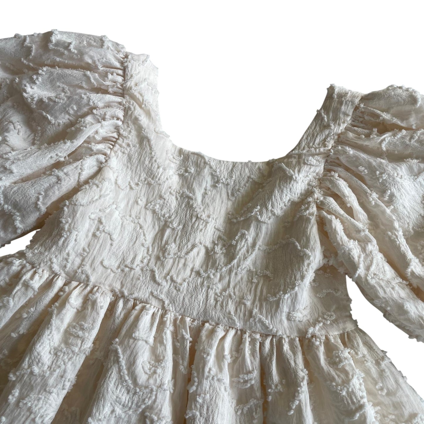 Next dress 6 years white puff sleeve with embroidery pattern