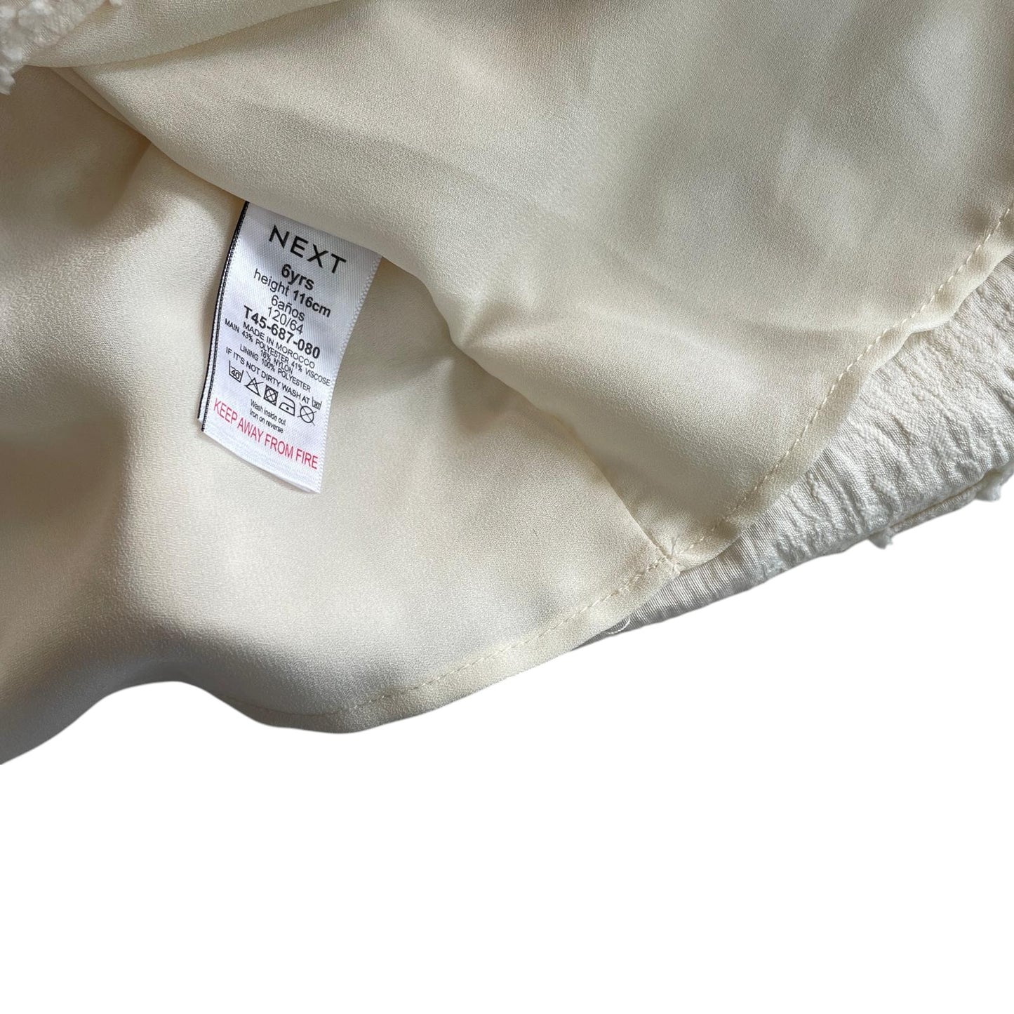 Next dress 6 years white puff sleeve with embroidery pattern