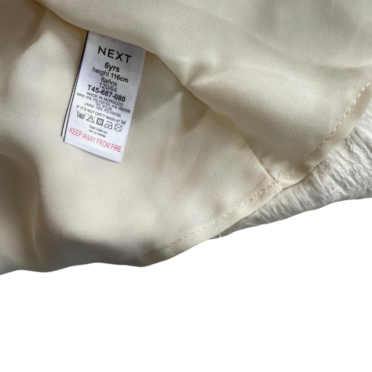 Next dress 6 years white puff sleeve with embroidery pattern