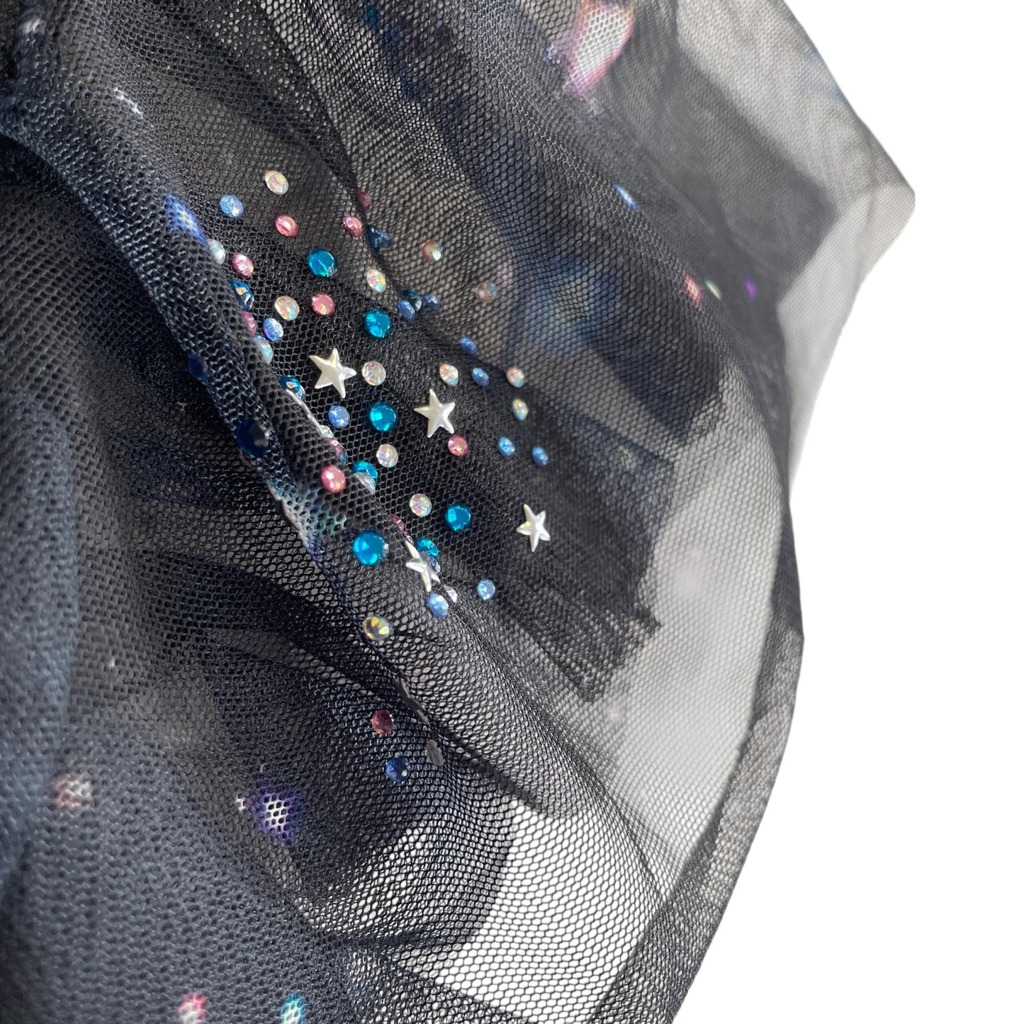 New Look dress women's size 6 black celestial mesh with sequins