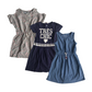 Blue Navy and Grey Printed Dress Bundle Age 4
